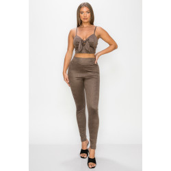Embossed Snake Print Top And Leggings Set
