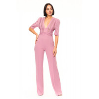 Deep V-neck Crochet Bodice Jumpsuit
