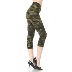 Multi-color Print, Cropped Capri Leggings In A Fitted Style With A Banded High Waist.