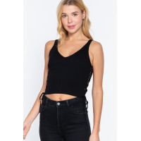 V-neck Side Ruched Sweater Top