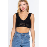 Textured Crop Sweater Tank Top
