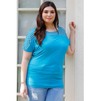 Plus Stripe Short Sleeve Top