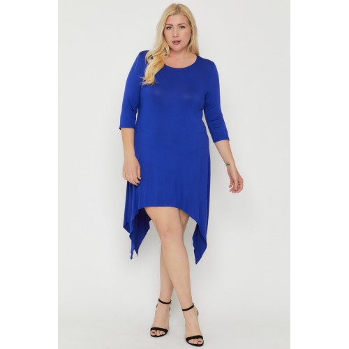 Asymmetrical Raw Edge Hem Solid Dress