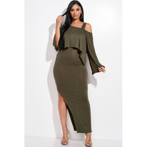 Solid Rayon Spandex Midi Length Tank Dress And Slouchy Cape Top Two Piece Set