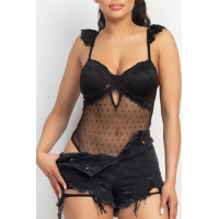 Sweetheart Cut-out Cami Ruffled Bodysuit