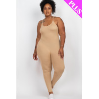 Plus Size Solid Bodycon Cami Jumpsuit