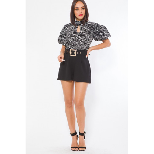 Woven Print Top Fashion Romper