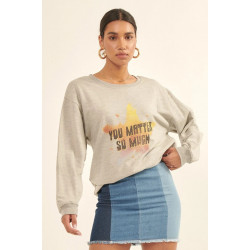 Vintage-style, Multicolor Star French Terry Knit Graphic Sweatshirt