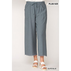 Frayed Wide Leg Pants With Pockets