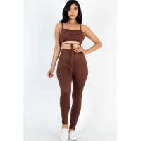 Solid Tie Front Cut Out Jumpsuit