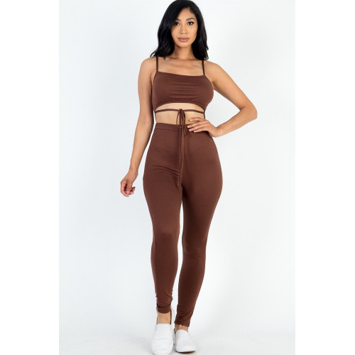 Solid Tie Front Cut Out Jumpsuit