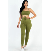 Solid Tie Front Cut Out Jumpsuit