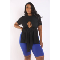 Tie Detailed Slit T Shirt