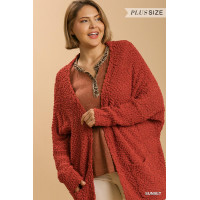 Open Front Oversized Cardigan Sweater With Pockets