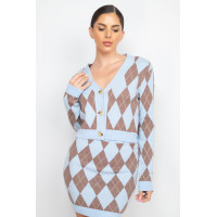 Diamond Button-front Cardigan Top