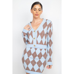 Diamond Button-front Cardigan Top