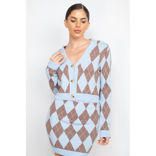 Diamond Button-front Cardigan Top
