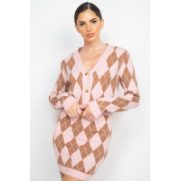 Diamond Button-front Cardigan Top