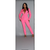 2 Piece Powersuit Blazer & Pants Set With Rhinestone Letterings On Blazer