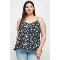 Plus Size, Ditsy Floral Print Cami Top