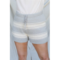 Plus Heather Grey Stripe Knit Shorts