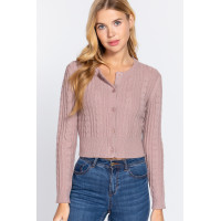 Crew Neck Cable Sweater Cardigan