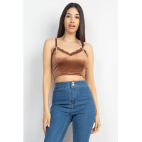 Sleeveless Corset Velvet Crop Top