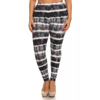 Plus Size Tie Dye Print, Full Length Leggings In A Fitted Style With A Banded High Waist