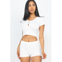 Cropped Tank Top And Shorts Set