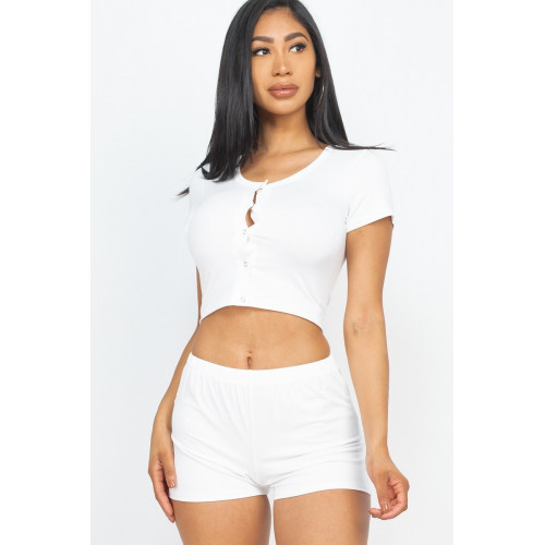Cropped Tank Top And Shorts Set