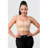Lux Faux Leather Pu Zipup Strap Sleeveless Cropped Top