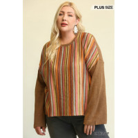 Novelty Knit And Solid Knit Mixed Loose Top