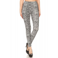 Snakeskin Print, Full Length, High Waisted Leggings In A Fitted Style With An Elastic Waistband