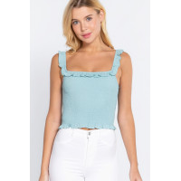 Smocking Ruffle Cami Woven Top