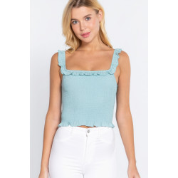 Smocking Ruffle Cami Woven Top