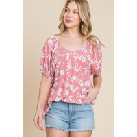 Floral T/r Span Babydoll Top