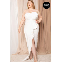 Pleated Detail Tube Top Plus Maxi Dress