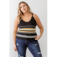 Plus Ribbed Ruffle Tank Top