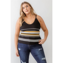 Plus Ribbed Ruffle Tank Top