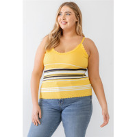 Plus Ribbed Ruffle Tank Top