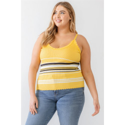 Plus Ribbed Ruffle Tank Top