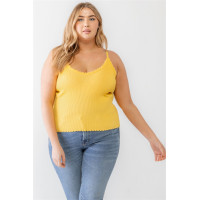 Plus Ribbed Ruffle Tank Top