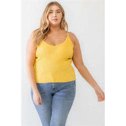 Plus Ribbed Ruffle Tank Top