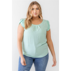 Plus Koshibo Textured Cap Sleeve Top