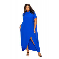 Mock neck back cape dress