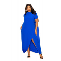 Mock neck back cape dress