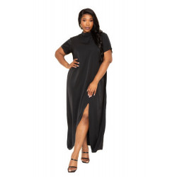 Mock neck back cape dress