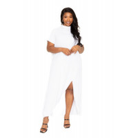 Mock neck back cape dress