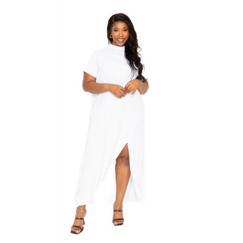 Mock neck back cape dress