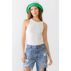 Ribbed V Strap Back Bodysuit